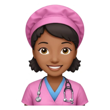 black Nurse wearing pink sticker