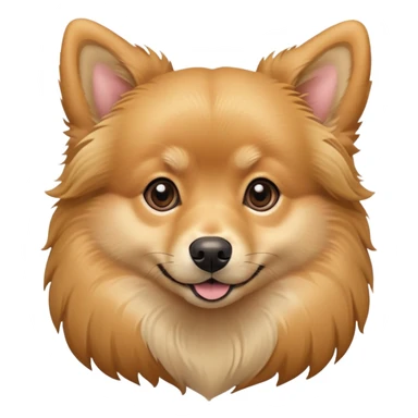 dog that is a pomeranian and golden retriever mix, with one floppy ear and one pointy ear sticker