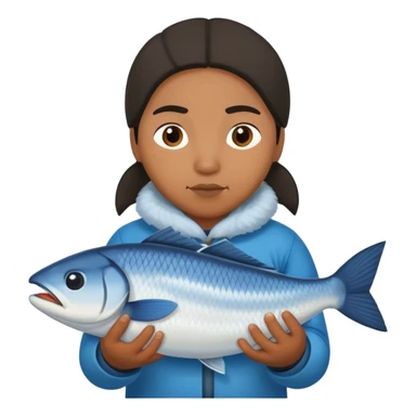inuit with fish photrealistic sticker