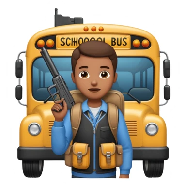Person with gun on school bus sticker