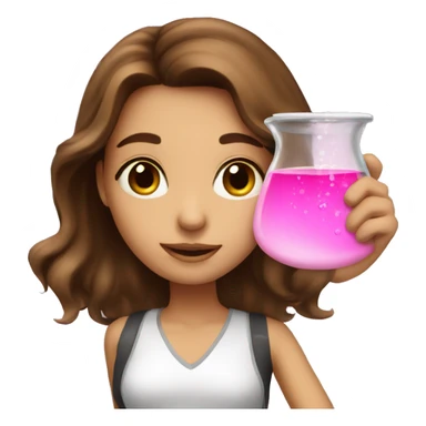 beautiful girl with brown hair doing pink chemistry  sticker