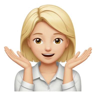 Happy blonde girl with eyes closed and mouth wide open and hands cupped around her neck - her eyes are squinty with excitment mo sticker