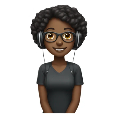 Black Girl wearing headphones eyes glasses smiling  sticker