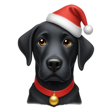 Black Labrador dog wearing Christmas hat sticker