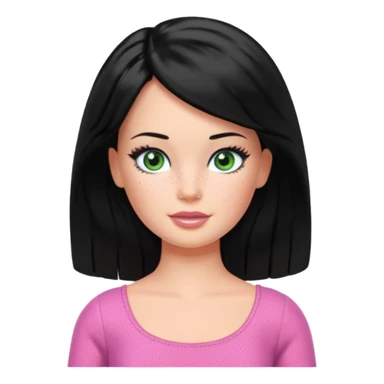 Barbie with black hair green eyes and freckles sticker