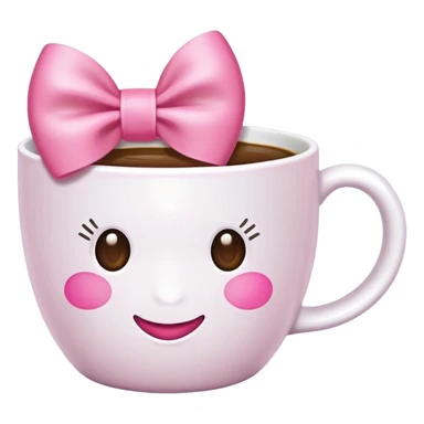 a white coffee cup with a pink bow and pink handle  sticker