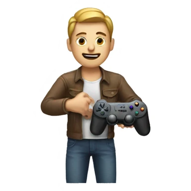 Man playing the video game with video game controller  sticker