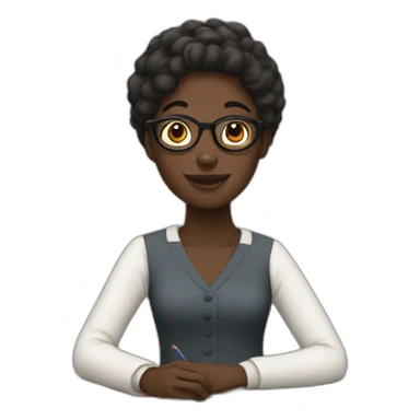 a teacher with black skin color giving a French lesson sticker