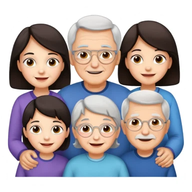 All white grandma and grandpa with 2 girls and 2 boys. The kids should have dark hair sticker
