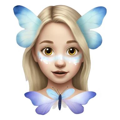young white girl with face paint in the shape of a watercolour butterfl sticker