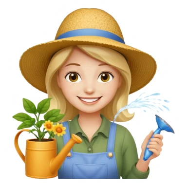 woman gardener with watering pot sticker