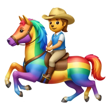 rainbow riding dog on a horse sticker