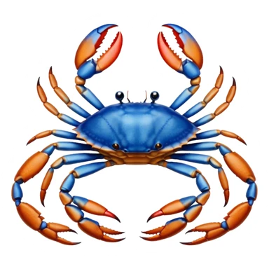 A blue crab with eight legs and two pincers sticker