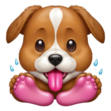 Dog licking feet sticker