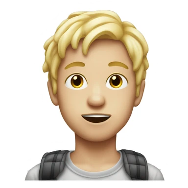 Boy longe blonde hair chewing bubble gum sticker