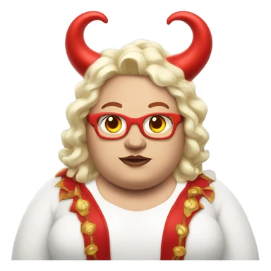 Extremely fat trans person in red horns costume sticker