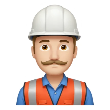 Arquitecto con casco blanco pero con chaleco de color rojo, la persona que tenga un pequeño bigote sticker