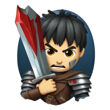 angry berserk guts carrying a huge sword on his shoulder framed on his bust sticker
