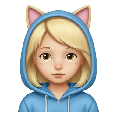 blonde girl kid in cat hoodie costume sticker