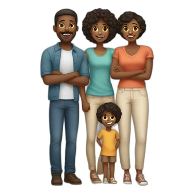 a loving black family of 5 with a mom and dad, 2 teen boys and a 5 year old boy sticker