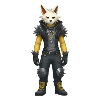 Anthro Cool Soma Fakemon with an edgy spiked collar Full Body sticker