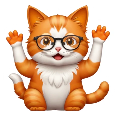 playful cat slapping a surprised person sticker