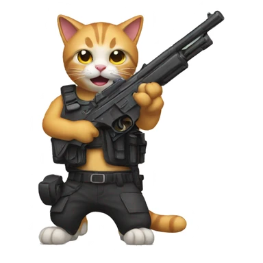 Cat with toy gun sticker