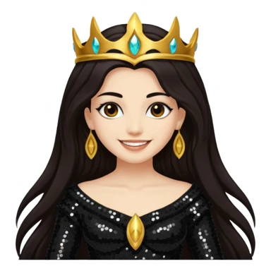 Libera, Goddess of Death from Gods and Goddesses with long dark brown hair, black sequin outfit sticker