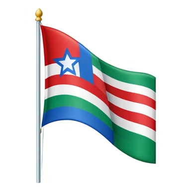 a flag with a distinctive design, featuring three horizontal stripes and a triangular section in the lower left corner. The top stripe is red, the middle stripe is green, and the lower left triangular section is blue, adorned with a white star. sticker