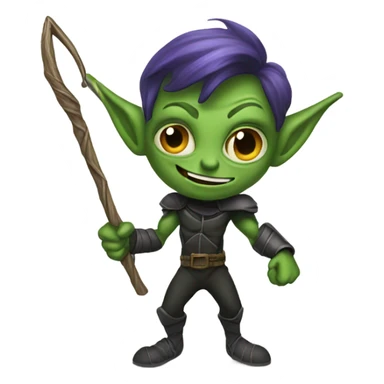 A green goblin holding a staff sticker