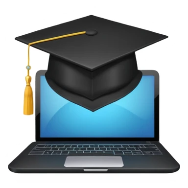 digital educational project, graduation cap and laptop sticker