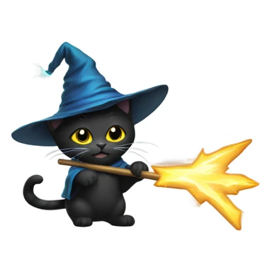 A black wizard cat with lightning shooting from a staff sticker