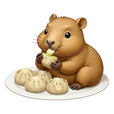 Capybara eating dumplings  sticker