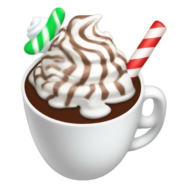 Hot cocoa with whip cream  with a peppermint stick  sticker