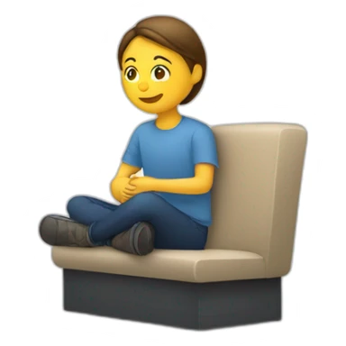 Une personne assise sur un canapé en train d'écouter sticker