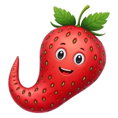 Worm in strawberry emoji sticker