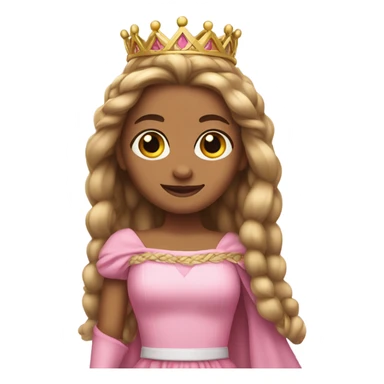 White princess with a braid and crown in a pink dress sticker