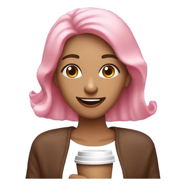 Happy person with long pink nails and a coffe in her hand sticker