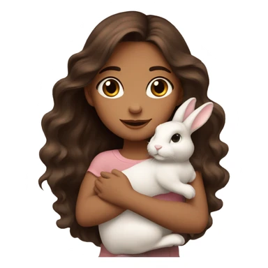 One brunette girl hugging brown Holland loop bunny sticker