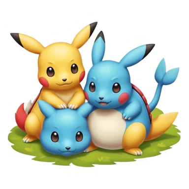 2 friendly pokemans one fell down and the other is helping the other get up  sticker