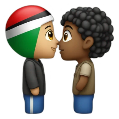 palestine and israel kissing sticker