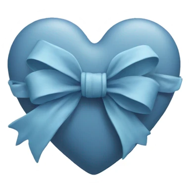 Dusty blue heart with a bow wrapped around it sticker