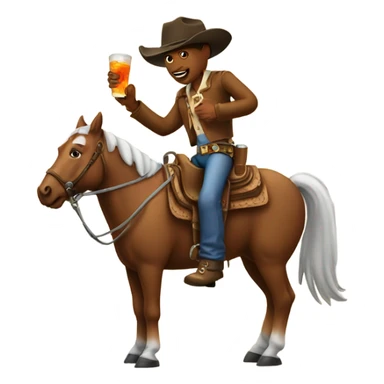 Cowboy on a horse with a drink sticker