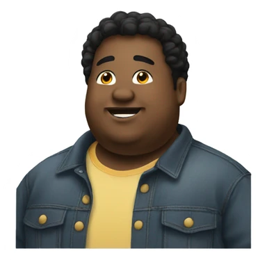Fat man with overshirt profile picture, happy, black hair sticker