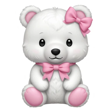 white bear stuffed animal with a pink bow sticker