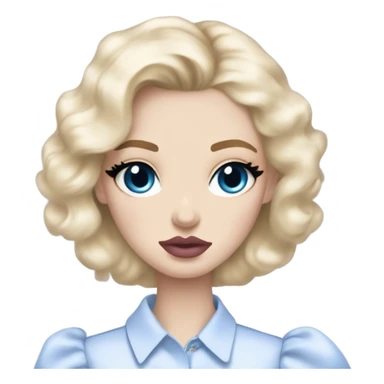 Hot girly pale blonde with blue eyes and light pink lips wearing YsL. Puffed sleeve shirt sticker