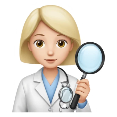 medica de jaleco com uma lupa sticker