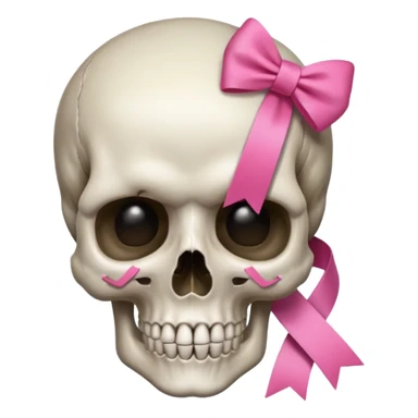 A skull with a small pink ribbon on the side of its head sticker