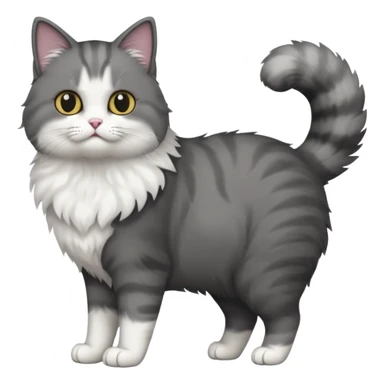 full body half dark grey and half white cat with white front legs sticker