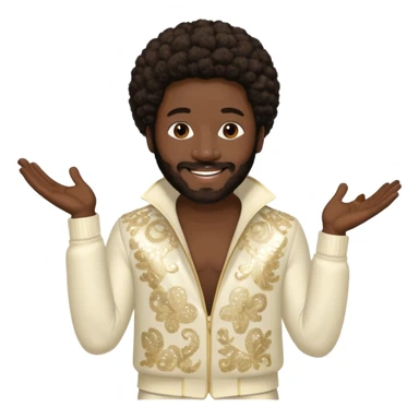 Eddie Levert from The O'Jays with dark brown afro hair, cream sequin outfit sticker